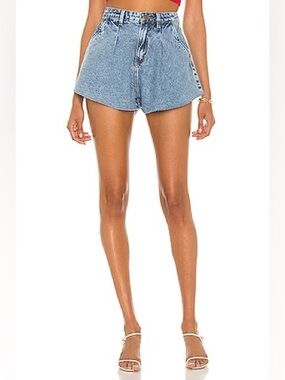 NWT Iorane x Revolve Light Wash Blue Jean Shorts Wmns Sz L Raw Cut Hem